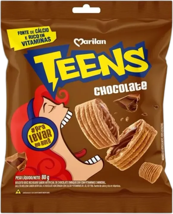 Biscoito Recheado Teens Recheio Chocolate Marilan 80g