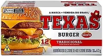 Hambúrguer Bovino Texas Seara Caixa 12 Unidades 670g