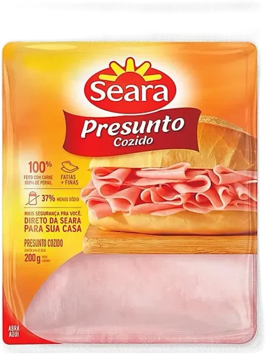 Presunto Cozido Fatiado Seara Fatias Soltinhas Bandeja 200g